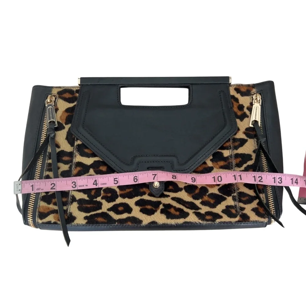 Rebecca Minkoff leopard‎ print leather clutch with tassels